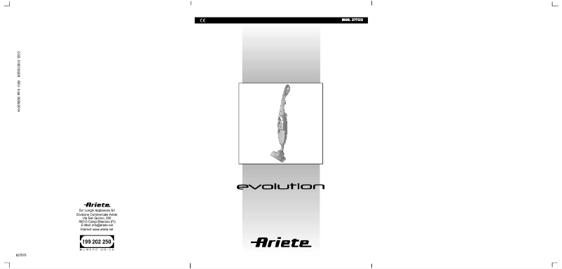 Page 1 of the manual Instruction Manual Ariete Evolution 2772