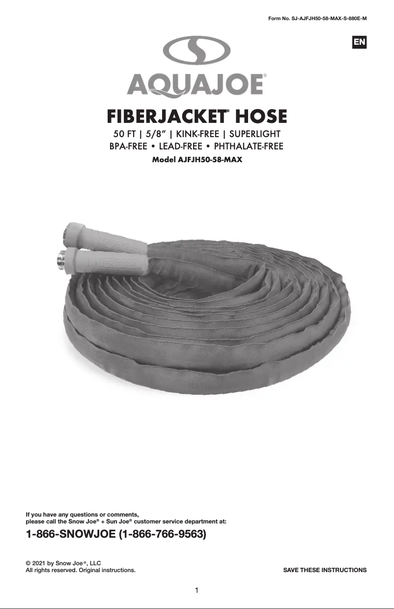 First page image of the manual for JFJH50-58-MAX