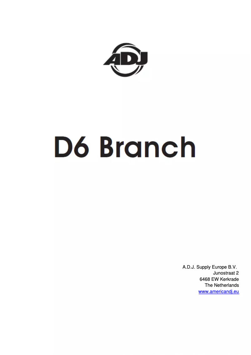 Page 1 of the manual User Manual Adj D6 Branch DMX Splitter