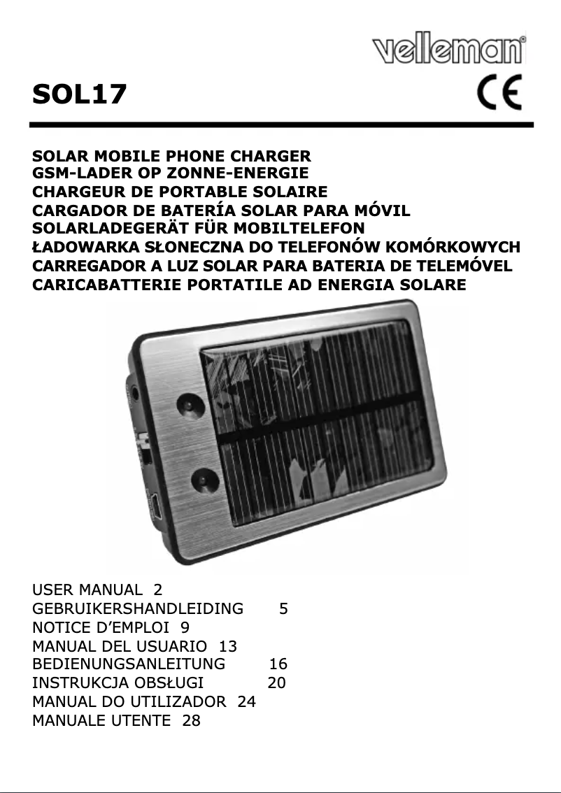 First page image of the manual for SOL17