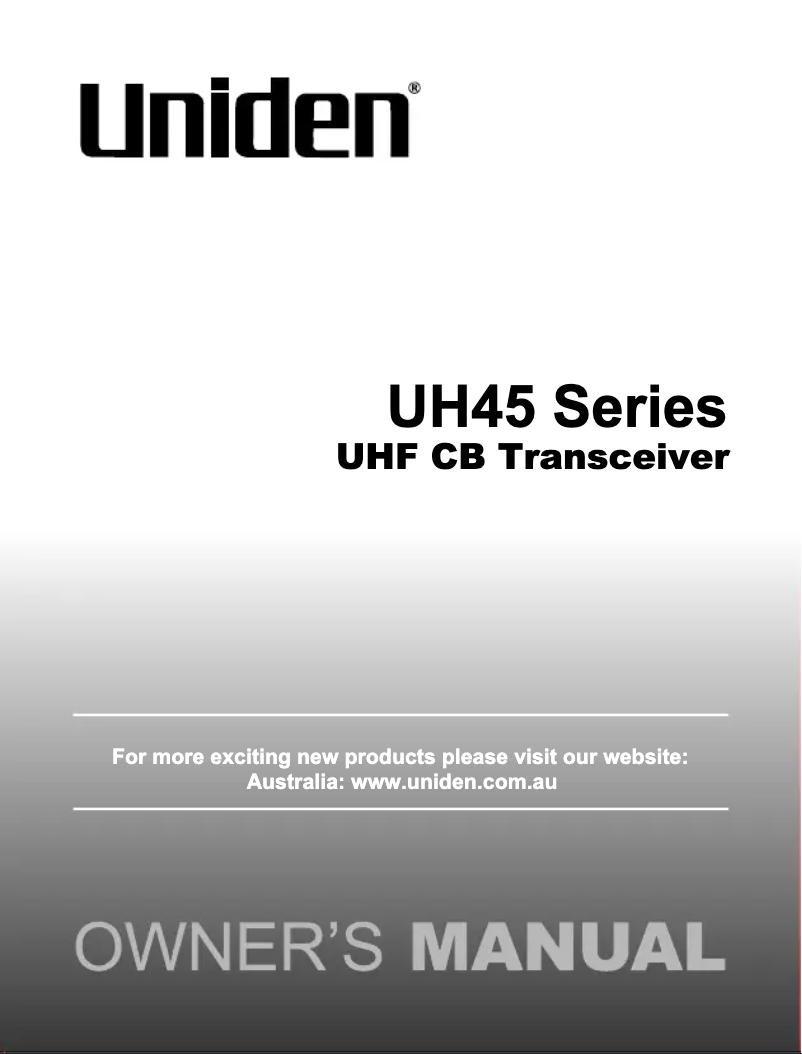 First page image of the manual for UH45-4