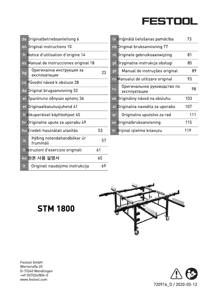 First page image of the manual for STM 1800