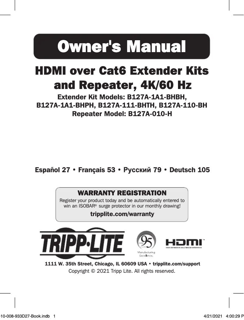 Page 1 of the manual User Manual Tripp Lite B127A-1P0-PH