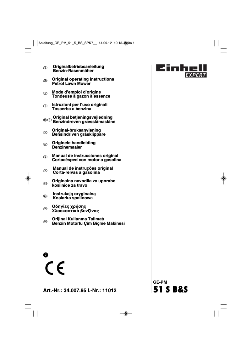 Page 1 of the manual Instruction Manual Einhell GE-PM 51 S B&S