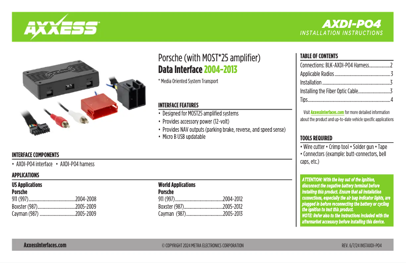 Page 1 of the manual User Manual AXESS AXDI-PO4
