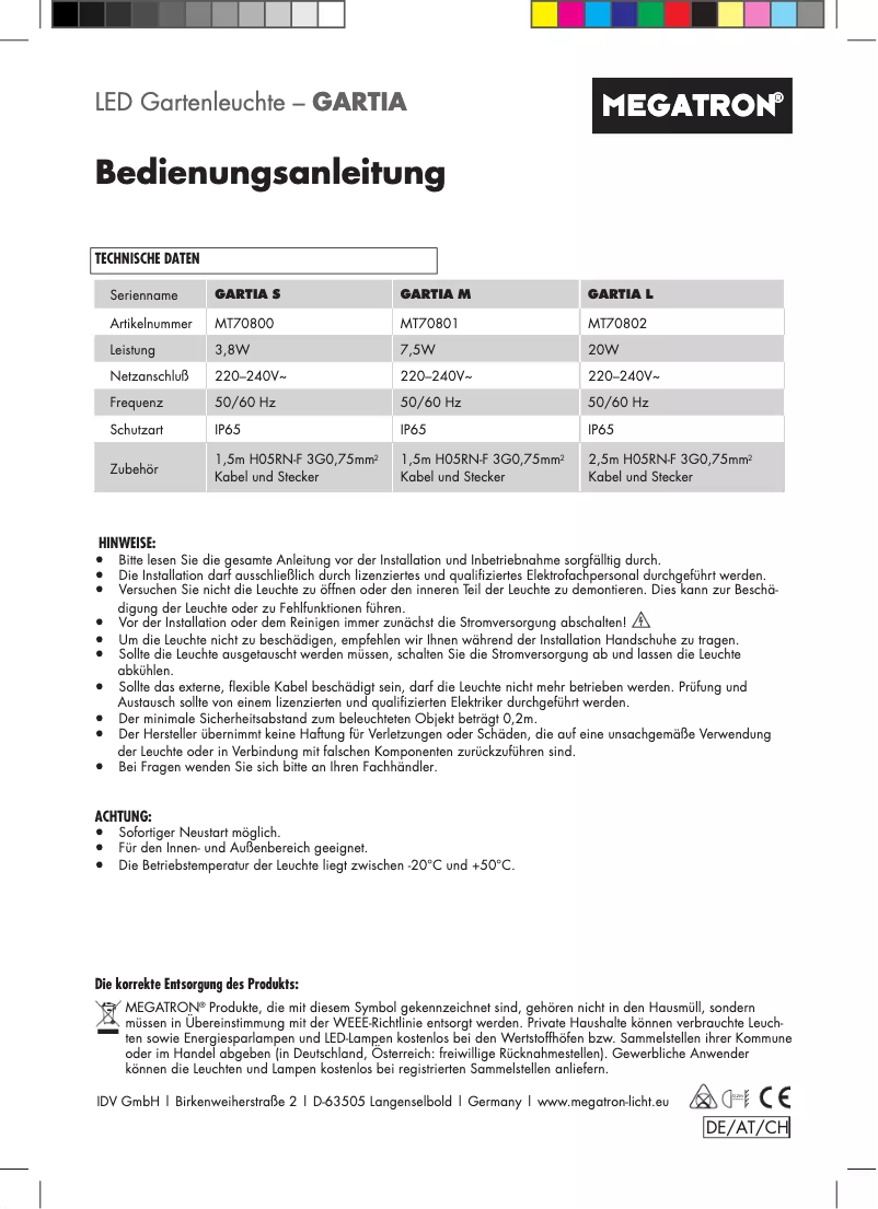 First page image of the manual for MT70801