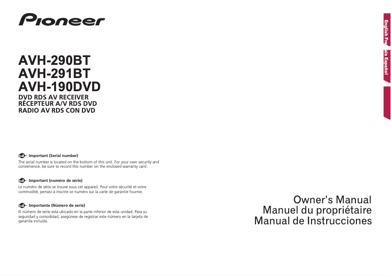 First page image of the manual for AVH-291BT