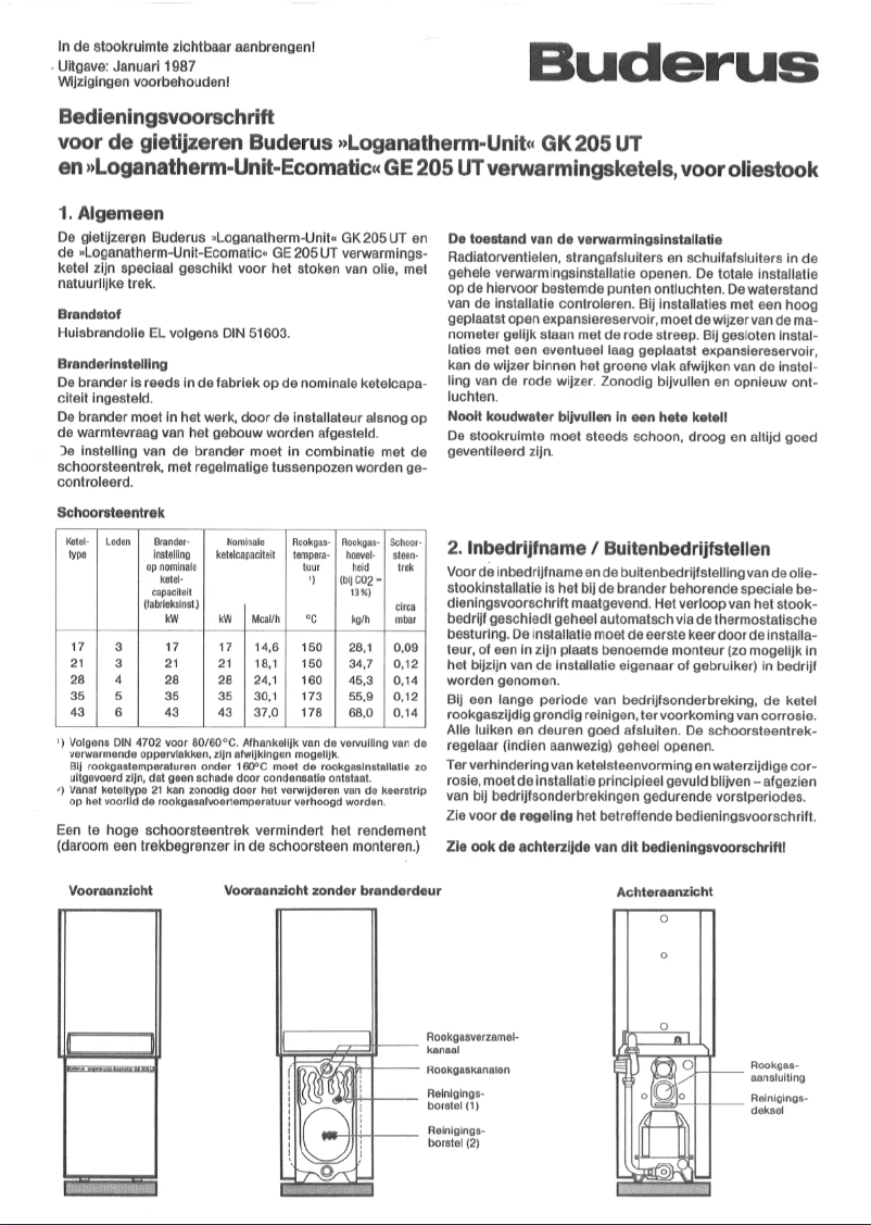 Page 1 of the manual User Manual Buderus GE 205 T