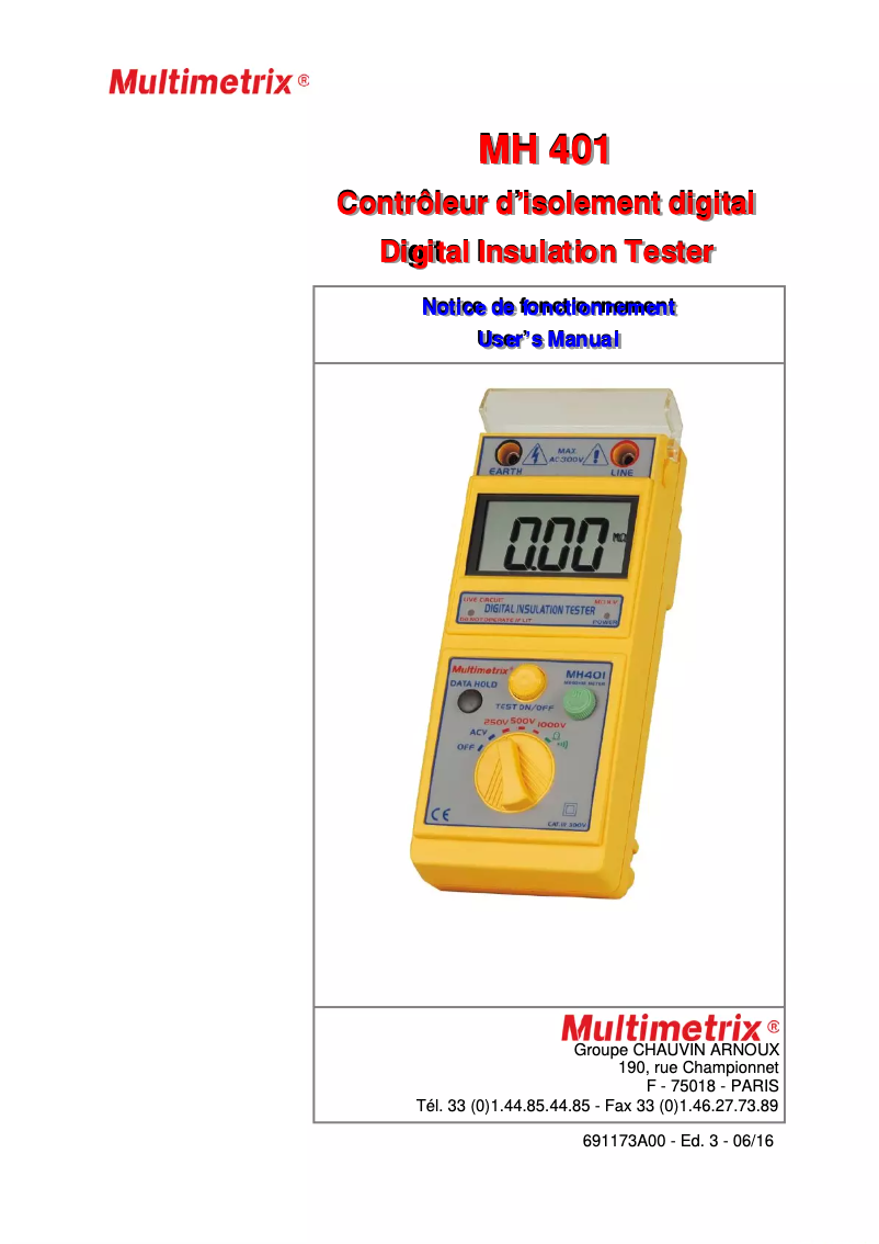 Page 1 of the manual User Manual Multimetrix MH 401