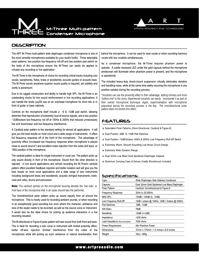 Page 1 of the manual User Manual ART M-Three