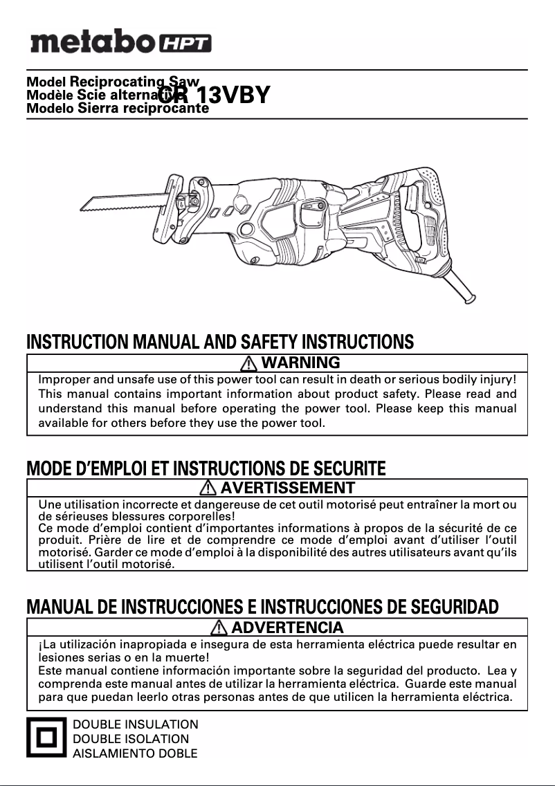 Page 1 of the manual User Manual Metabo CR 13VBY