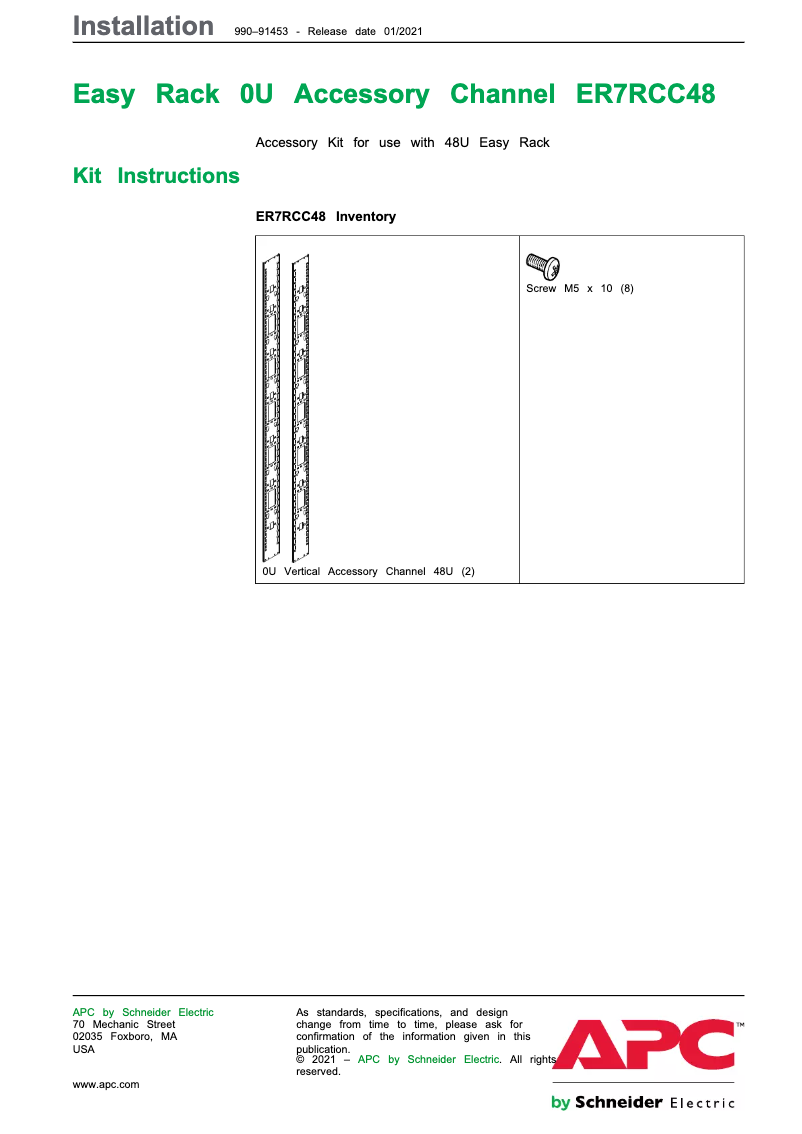 First page image of the manual for ER7RCC48