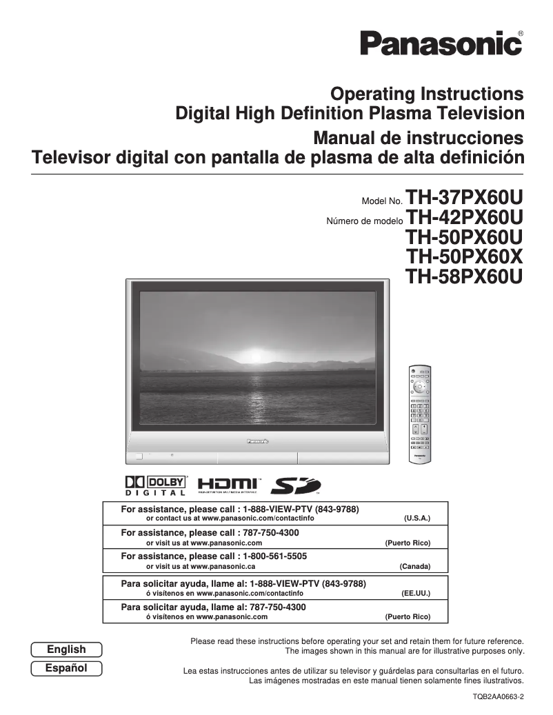 First page image of the manual for TH-42PX60U