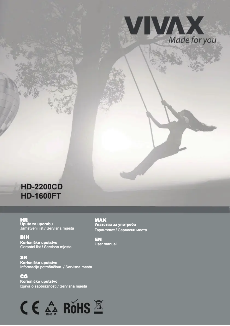 First page image of the manual for HD-1206F