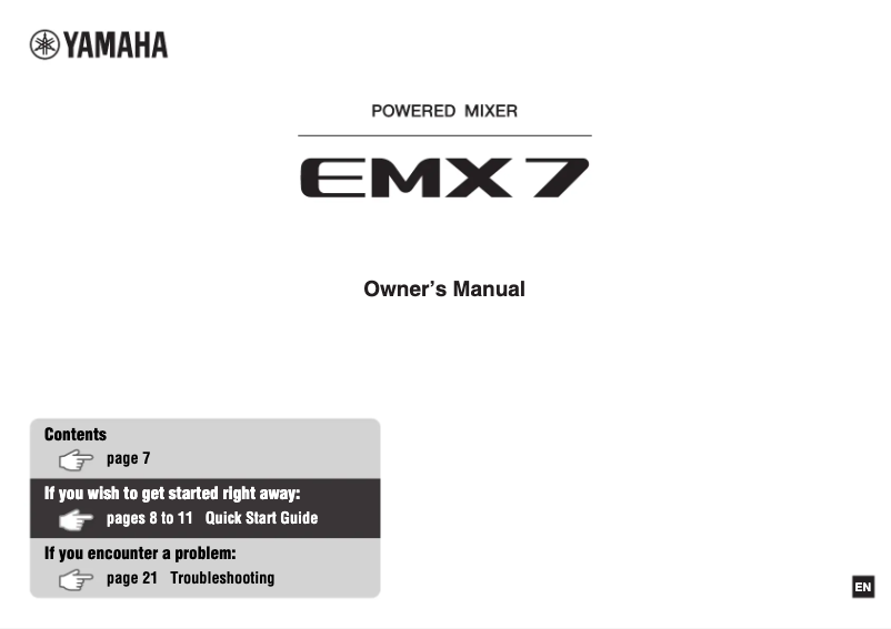 First page image of the manual for EMX5