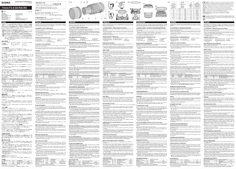 Page 1 of the manual User Manual Sigma 70mm F2.8 DG MACRO