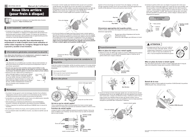Page 1 of the manual User Manual Shimano FH-M675