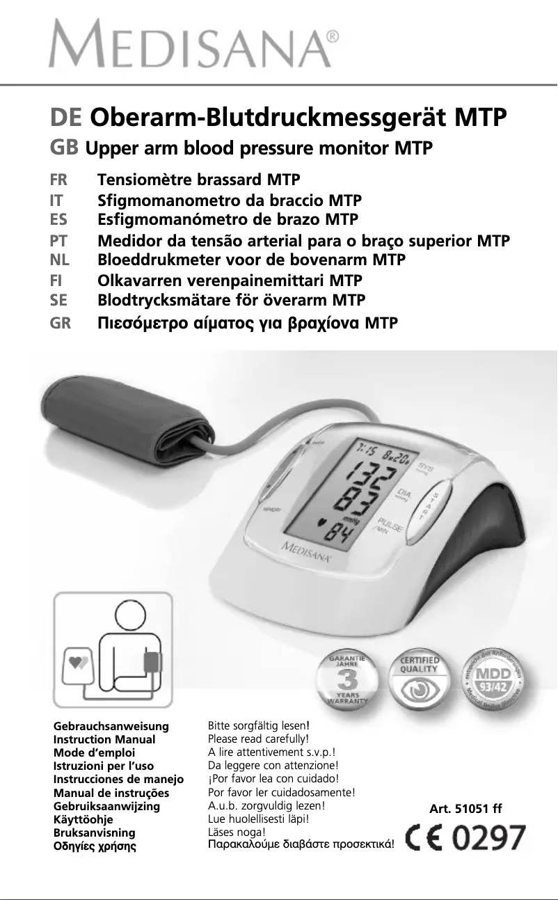 Page 1 of the manual User Manual Medisana MTP 51052