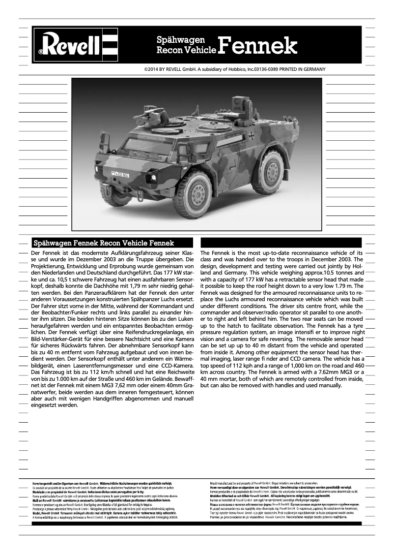 Page 1 of the manual User Manual Revell Recon vehicle FENNEK