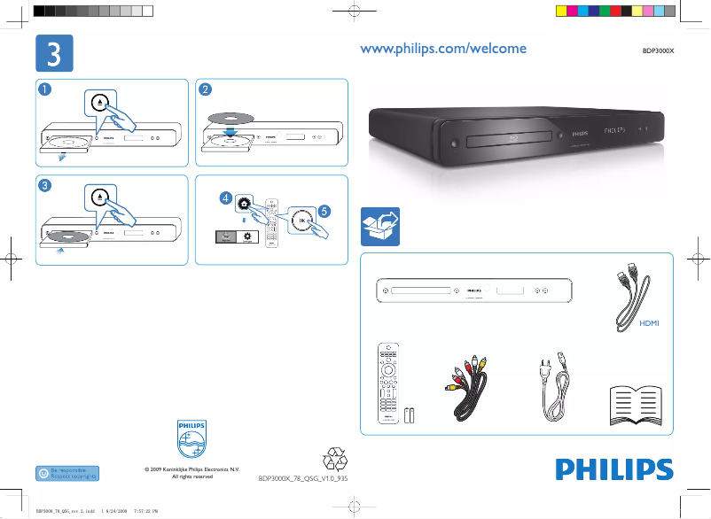 First page image of the manual for BDP3000X