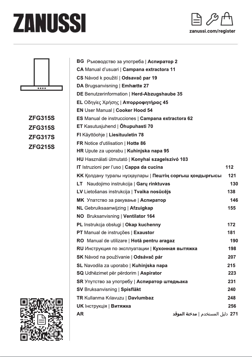 Page 1 of the manual User Manual Zanussi ZFG315S