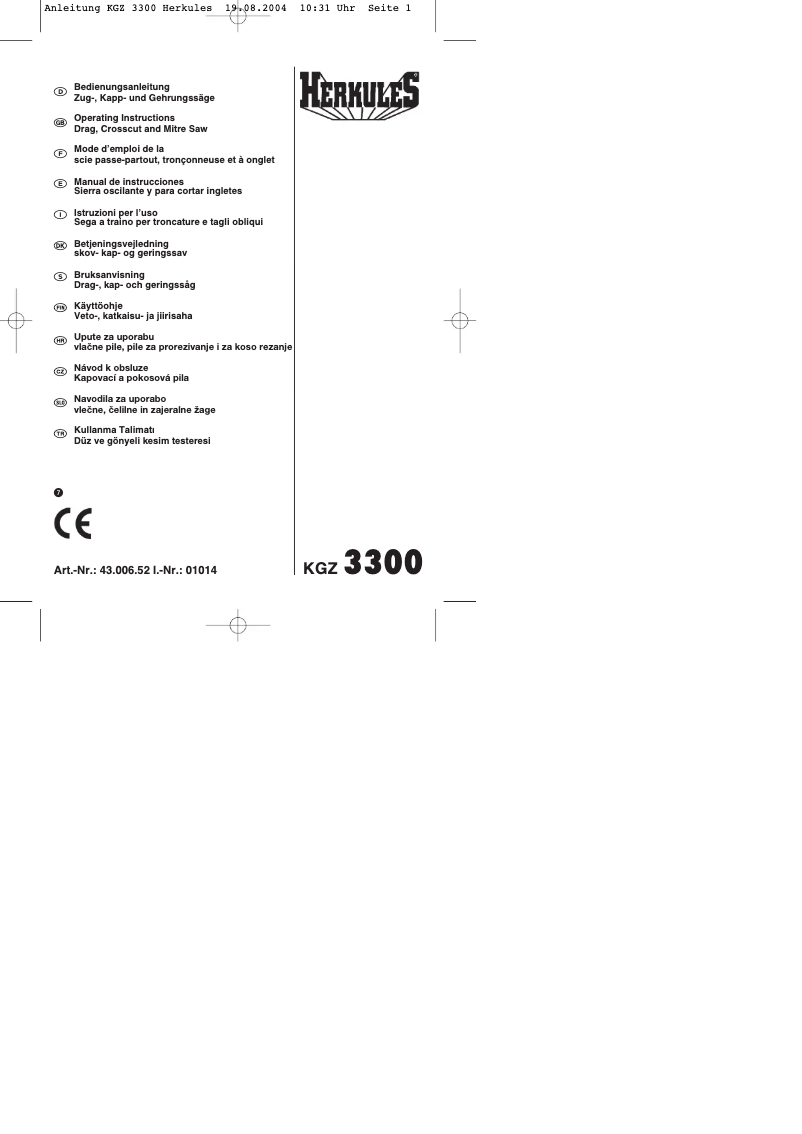 Image de la première page du manuel de l'appareil KGZ 3300