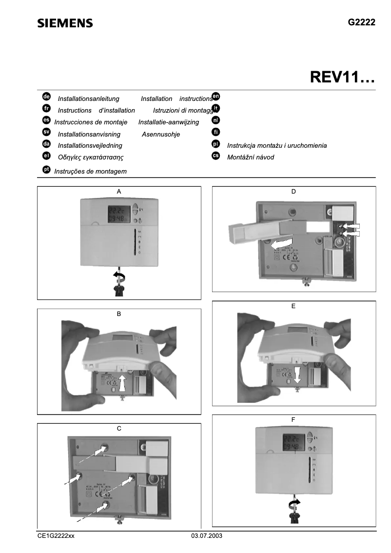 Page 1 of the manual User Manual Siemens REV11