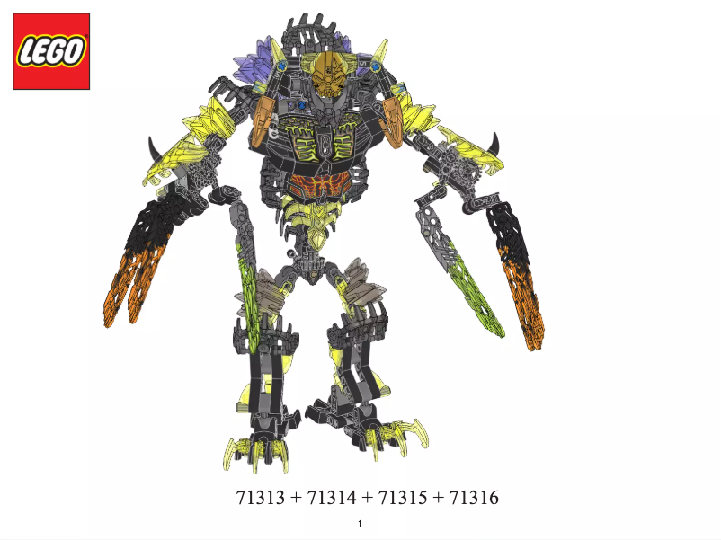 Page 1 of the manual User Manual Lego Bionicle 71316