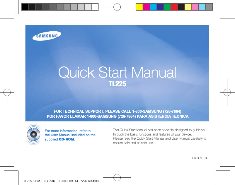 Page 1 of the manual Quick Start Guide Samsung TL225
