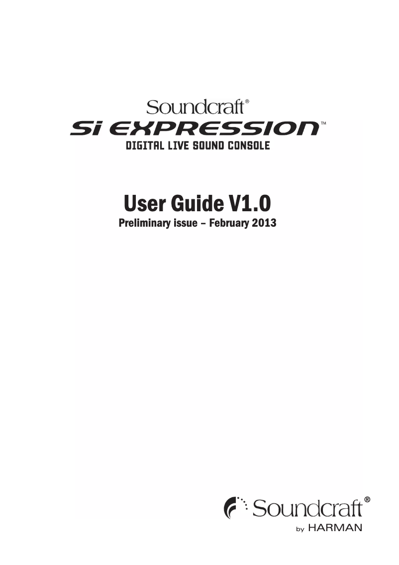 Page 1 of the manual User Manual Soundcraft SiEx3