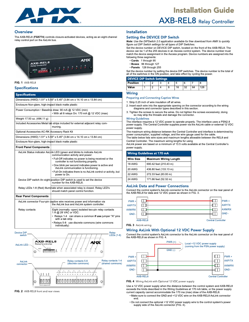 First page image of the manual for AXB-REL8
