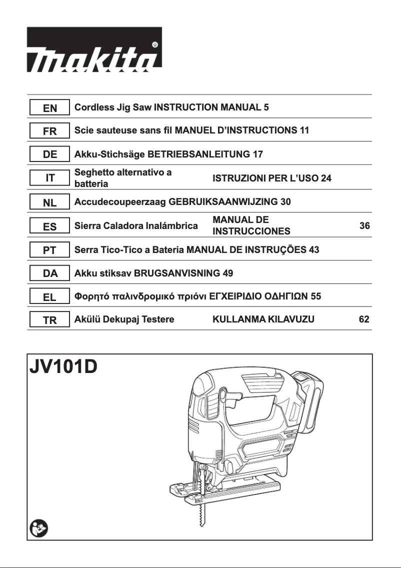 Page 1 of the manual User Manual Makita JV101DZ