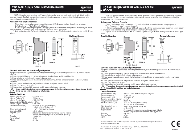 Page 1 of the manual User Manual ENTES MCC-1D
