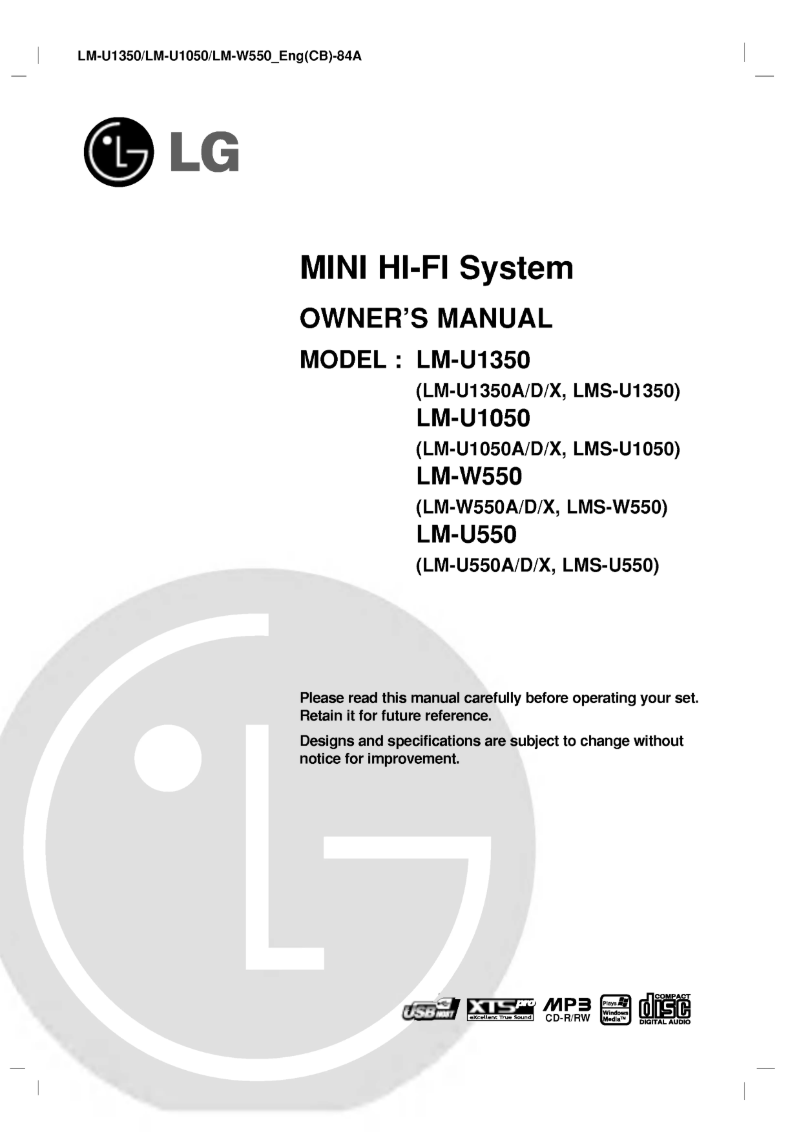First page image of the manual for LM-U550A