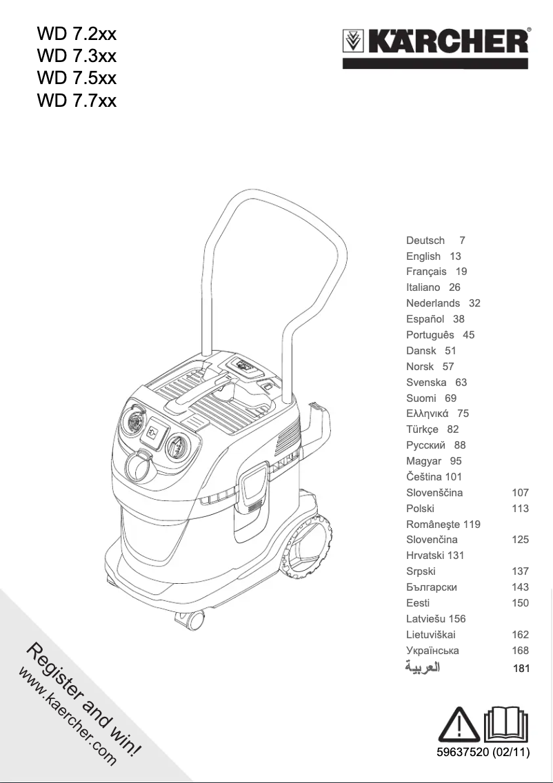 Page 1 de la notice Manuel utilisateur Kärcher WD 7.700 PT