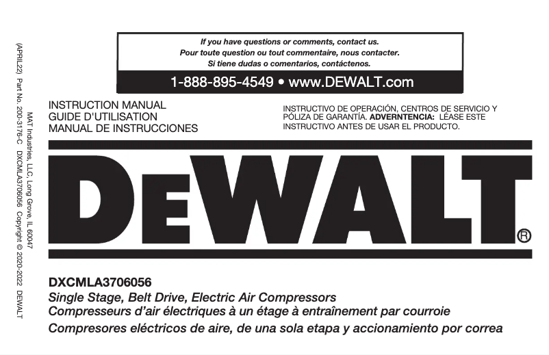 Page 1 of the manual User Manual DeWalt DCBP034