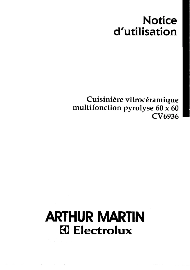 Page 1 of the manual User Manual Arthur Martin-Electrolux CV6936N1