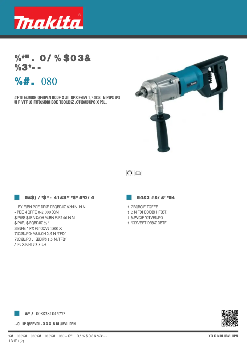 Page 1 of the manual Technical Sheet Makita DBM080
