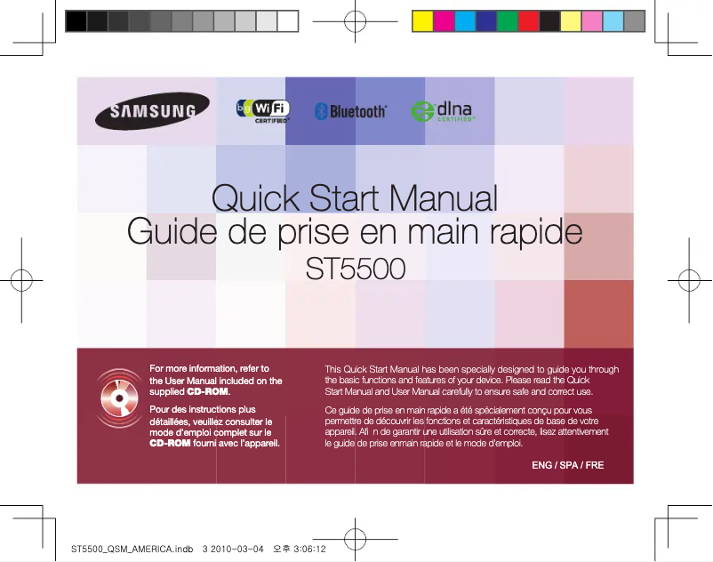 Page 1 of the manual Quick Start Guide Samsung ST5500