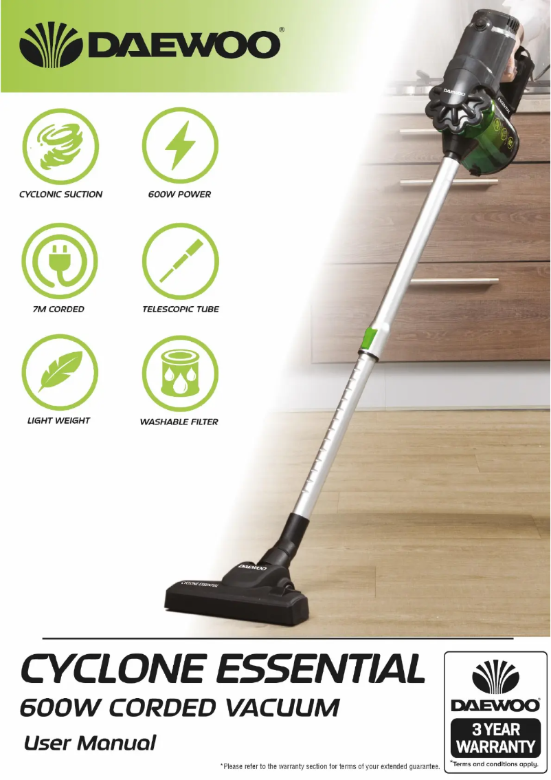 Page 1 of the manual User Manual Daewoo Cyclone Essential FLR00038