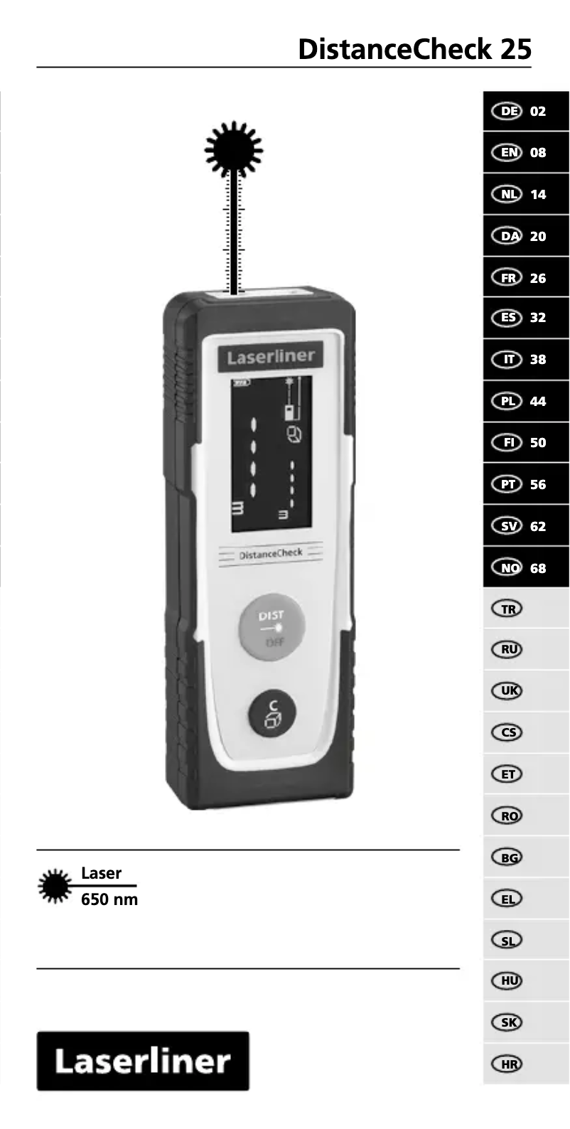 Page 1 of the manual User Manual Laserliner DistanceCheck 25