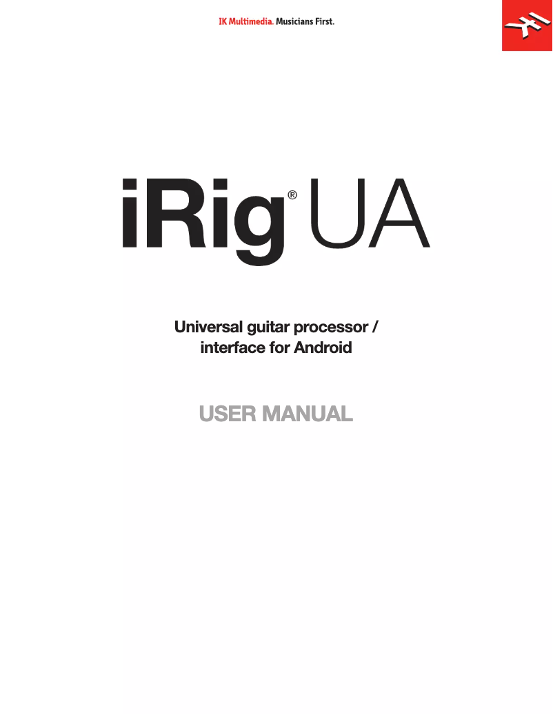 Page 1 of the manual User Manual IK Multimedia iRig UA