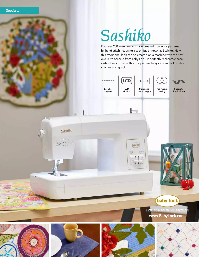 Page 1 of the manual Technical Sheet Baby Lock Sashiko 2 BLQK2
