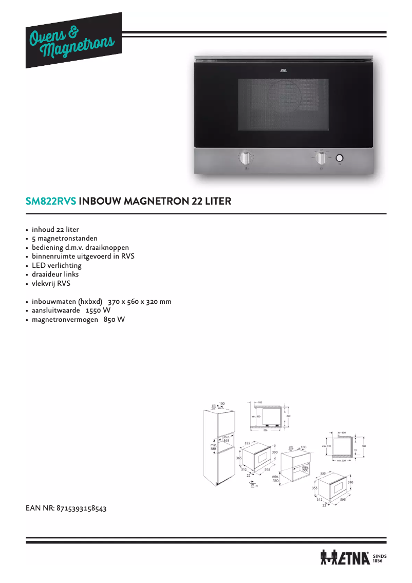 Page 1 of the manual User Manual Etna SM822RVS