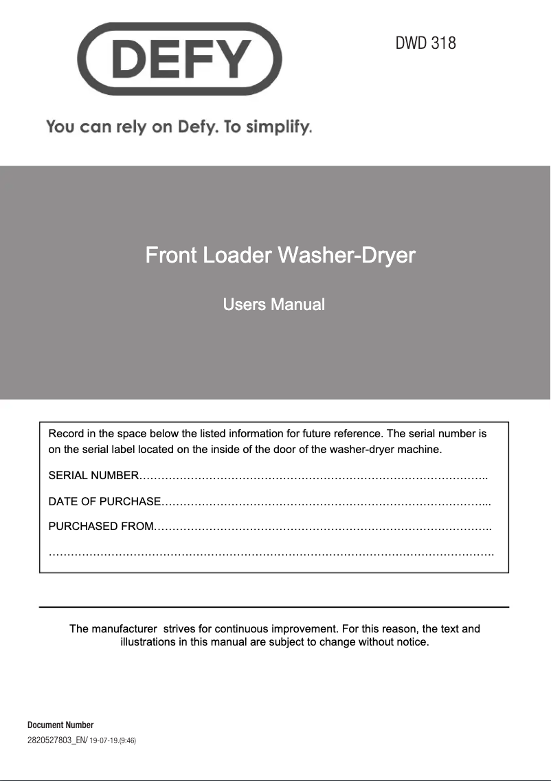 First page image of the manual for DUF300