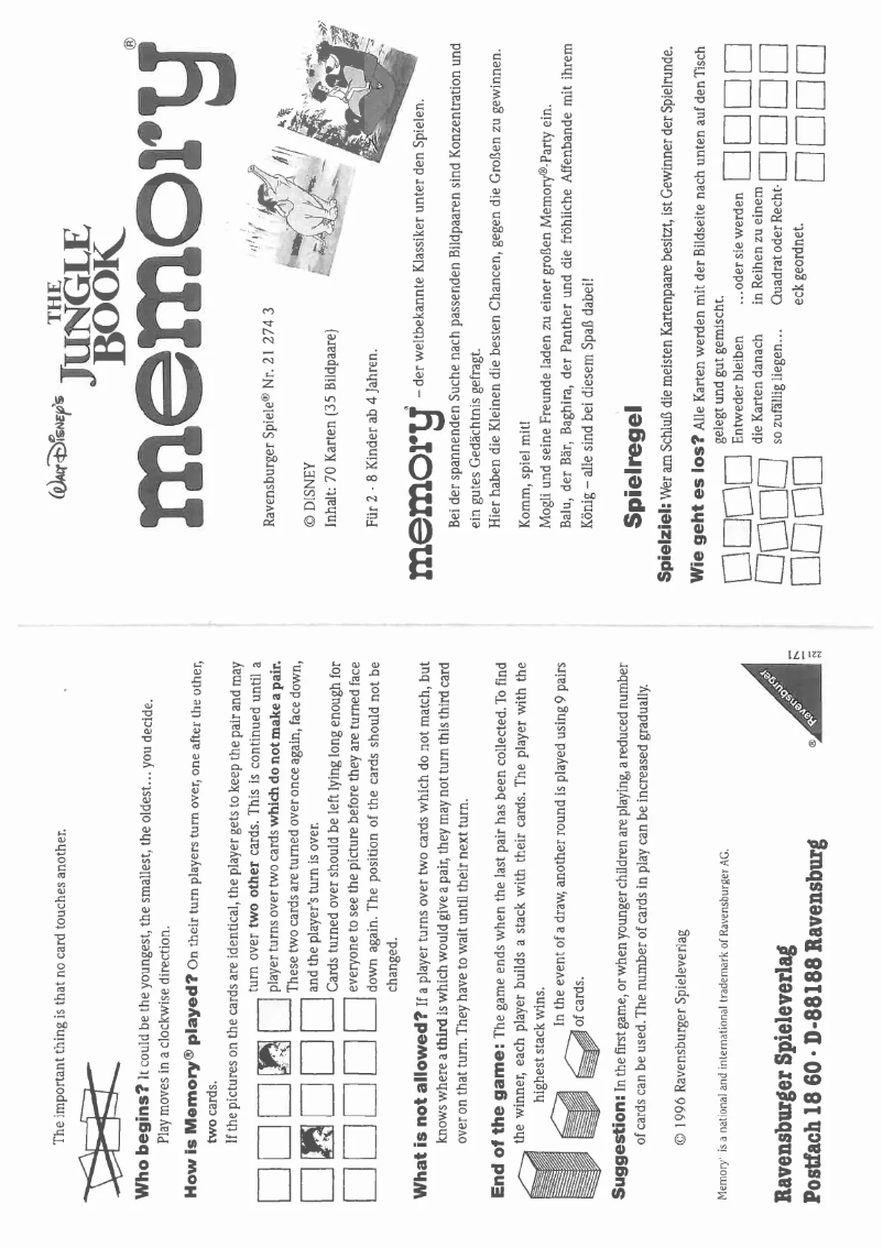 Page 1 de la notice Manuel utilisateur Ravensburger Bob the Builder Memory