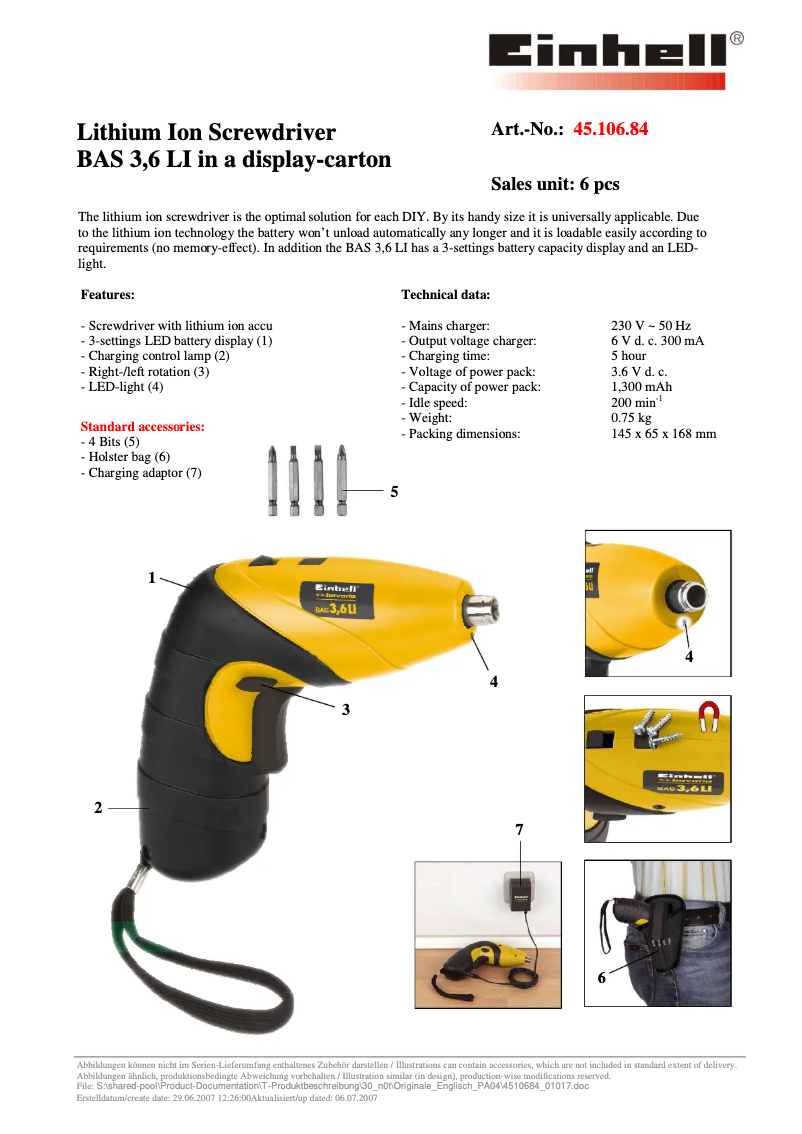 Page 1 of the manual User Manual Bavaria by Einhell BAS 3,6 LI