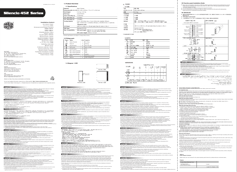 First page image of the manual for Silencio 452