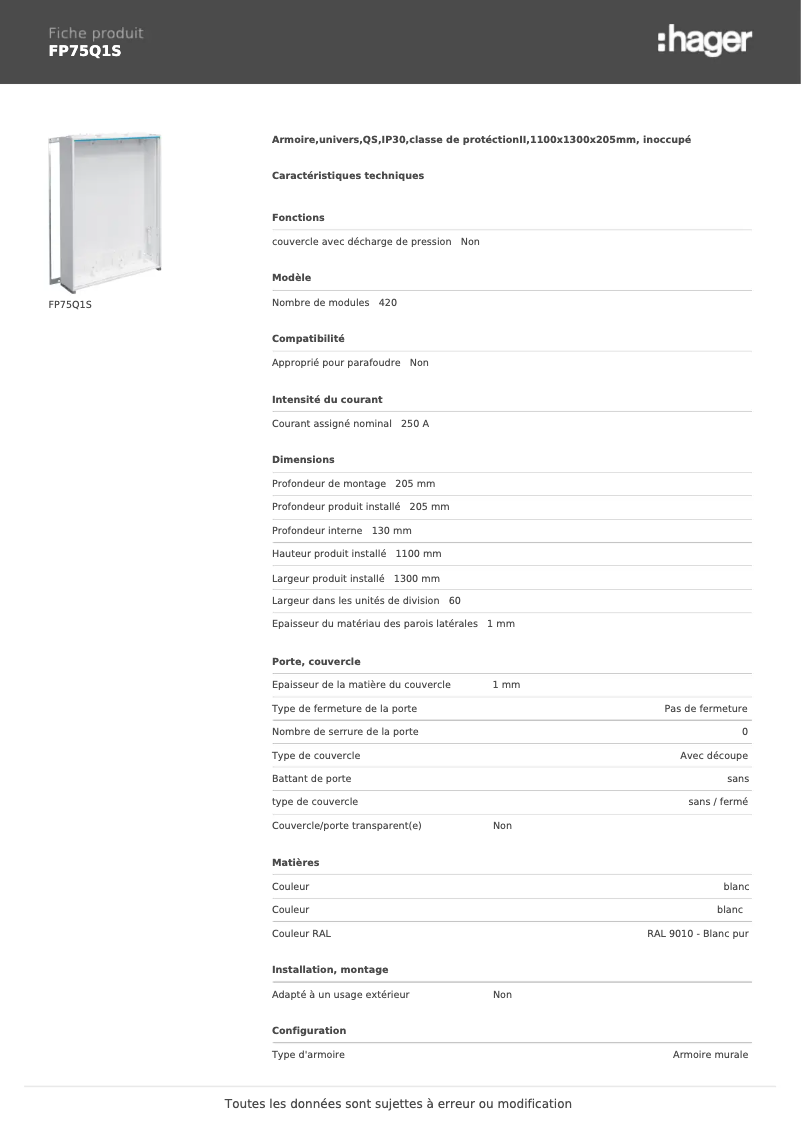First page image of the manual for FP75Q1S