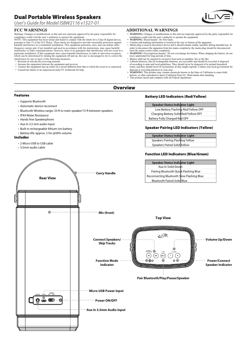 First page image of the manual for ISBW2116B